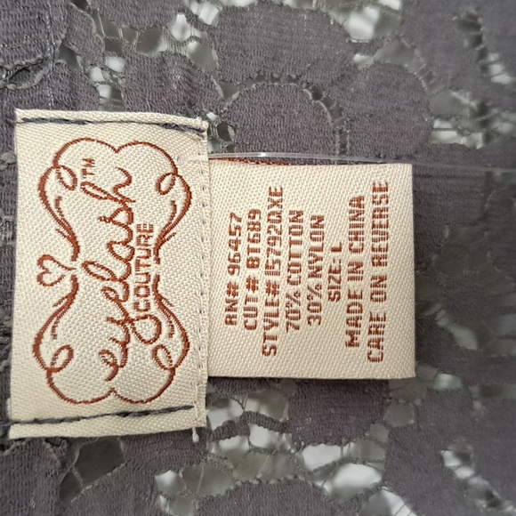 Eyelash Couture Gray Long Sleeve Button Up Blouse. Size Large NWT - Picture 8 of 9